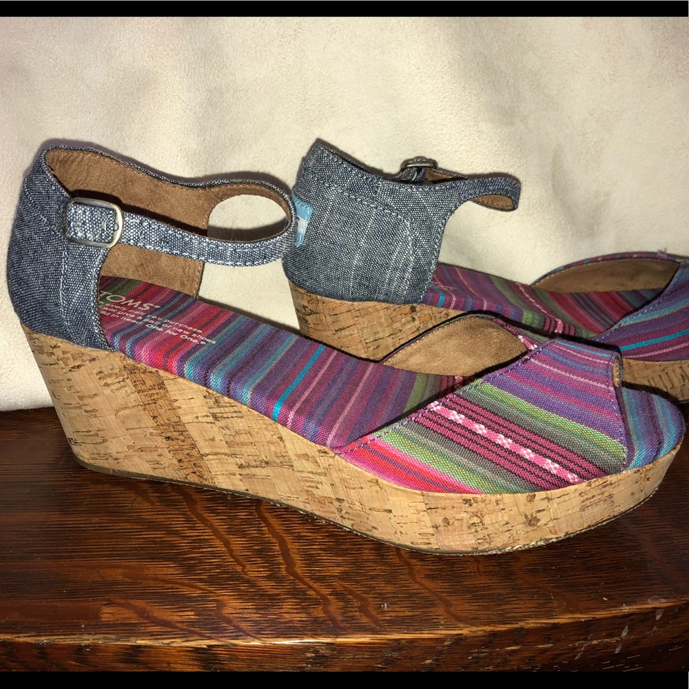 TOMS multi colored platform sandals